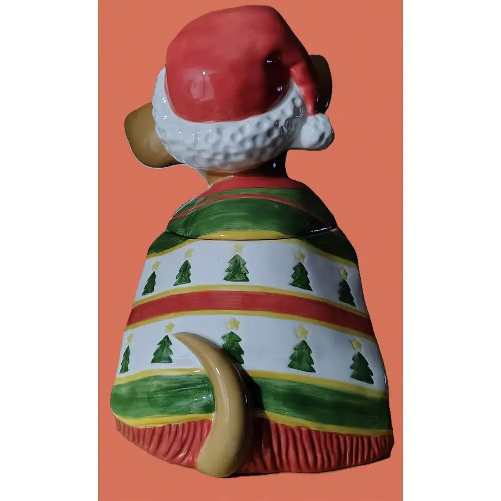 Vintage Clay Art Santa Chihuahua Cookie Jar #8865 Holiday Christmas W/Box 1999